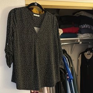 Black polka dot tunic top